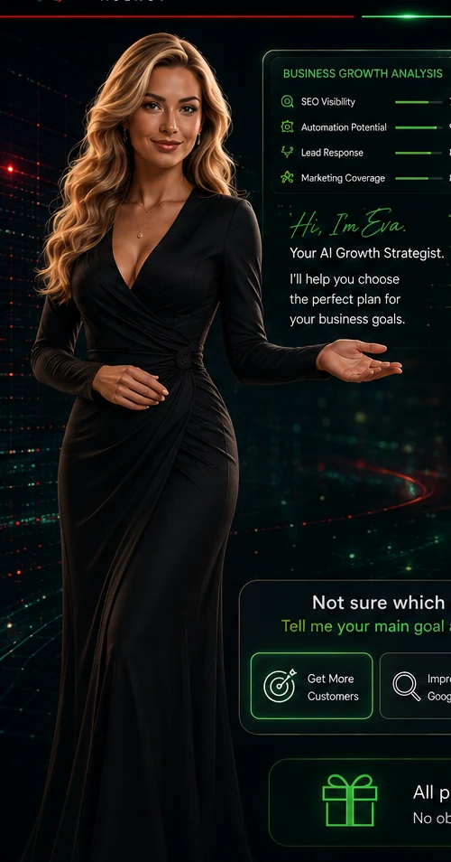 Eva, Mashriq To Magrib AI Growth Strategist presenting digital marketing services in Dubai